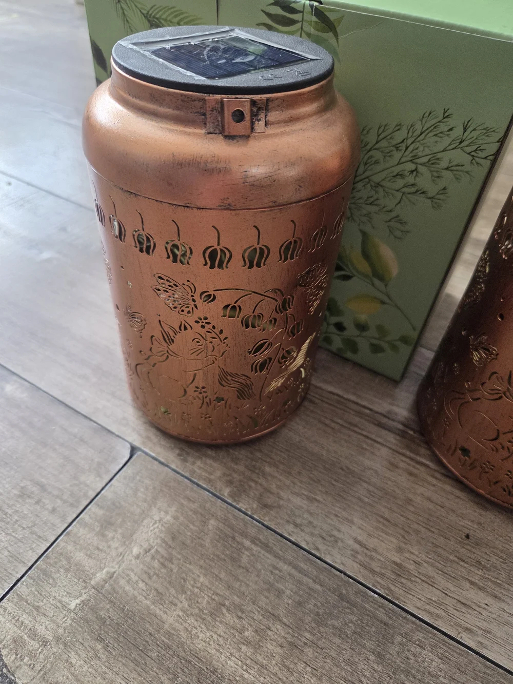 Solar Copper-Tone Decorative Lanterns (Set of 2)